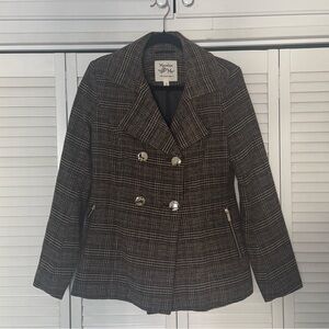 Maralyn & Me Brown & Black Plaid Blazer